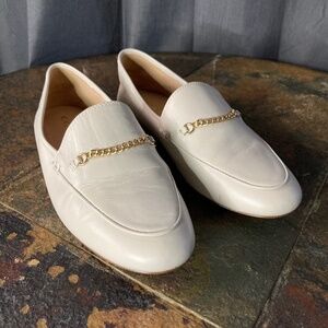 =^.^= Coach Quiet Luxury Hanna Leather Loafer Cream Chain Academia Sz 6.5